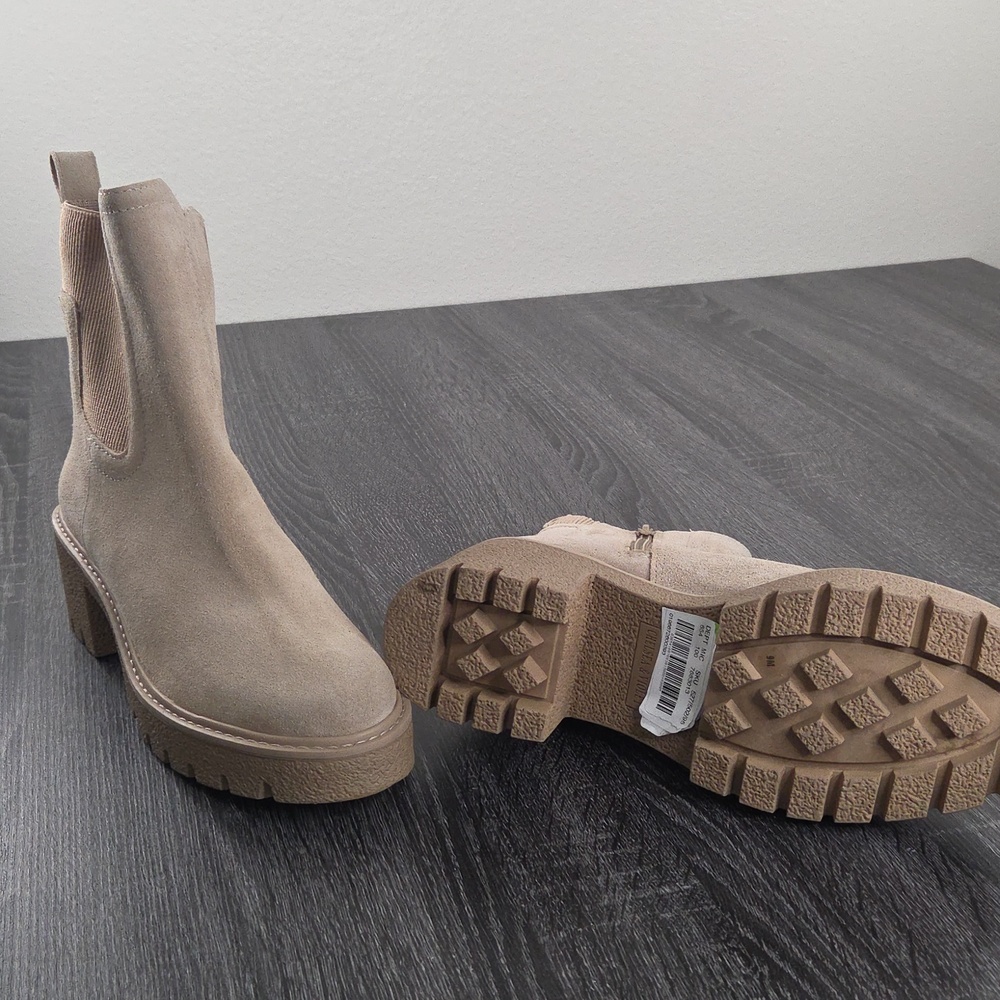 Chelsea & Violet Lug Sole Ankle Boots - Taupe Lottie 9M Leather Suede. Lug Sole - Picture 16 of 16